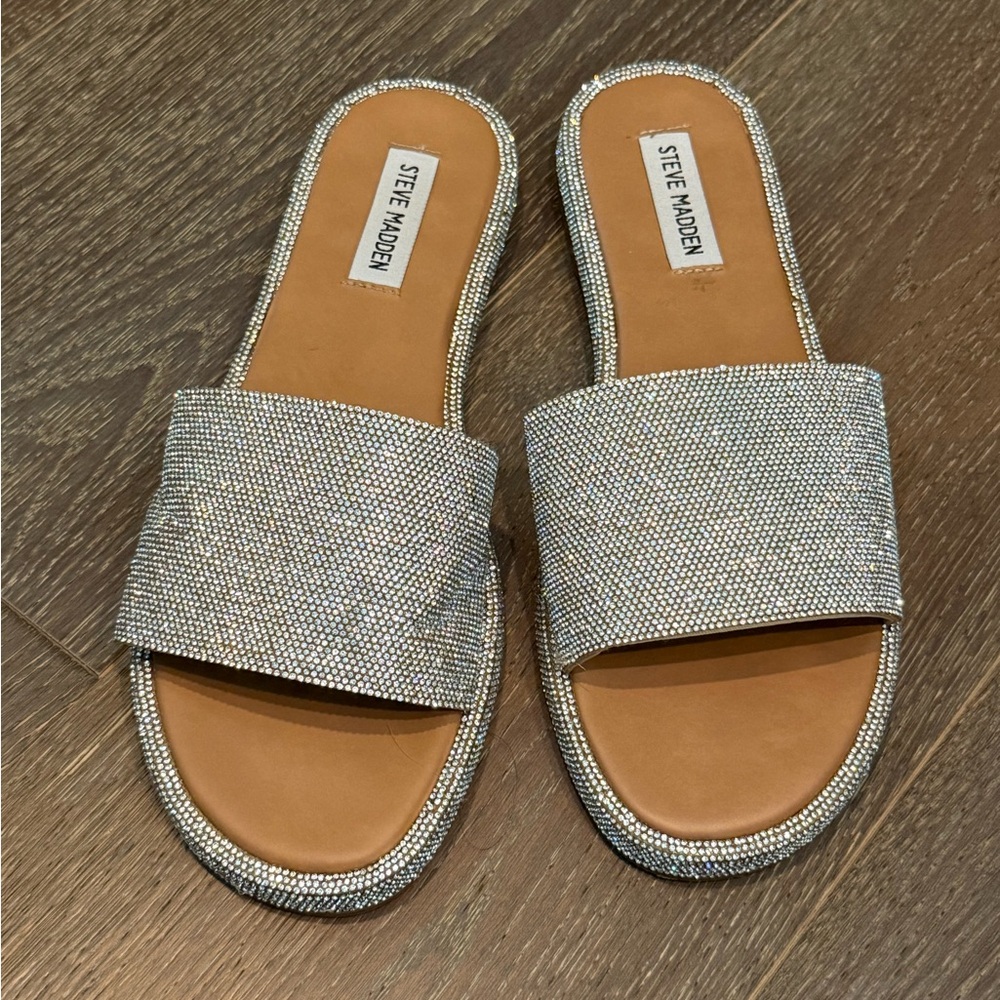 Steve Madden Iridescent Crystal Slider Sandals - Picture 5 of 7